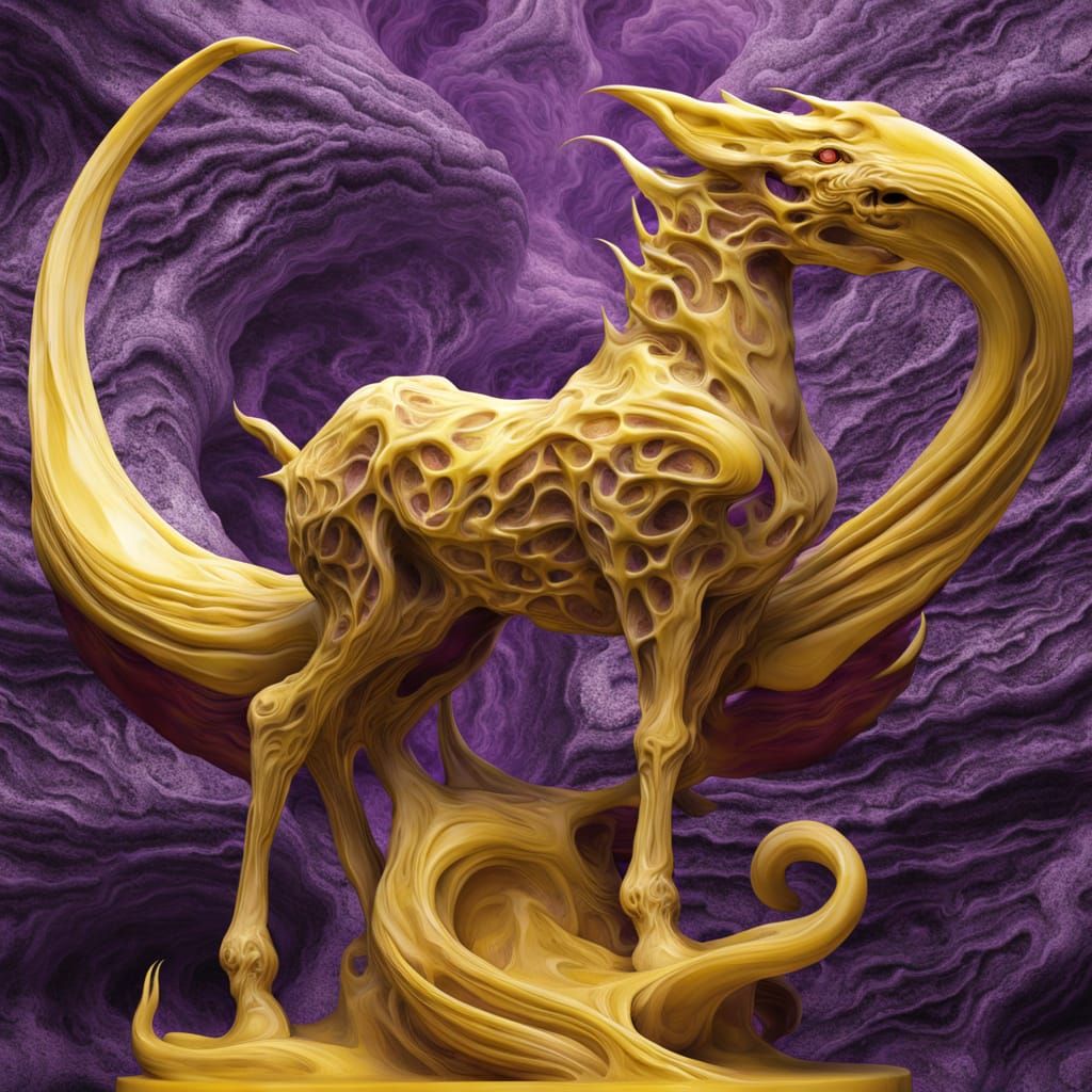 Apocalyptic Rider Marble Statue in Surreal Style