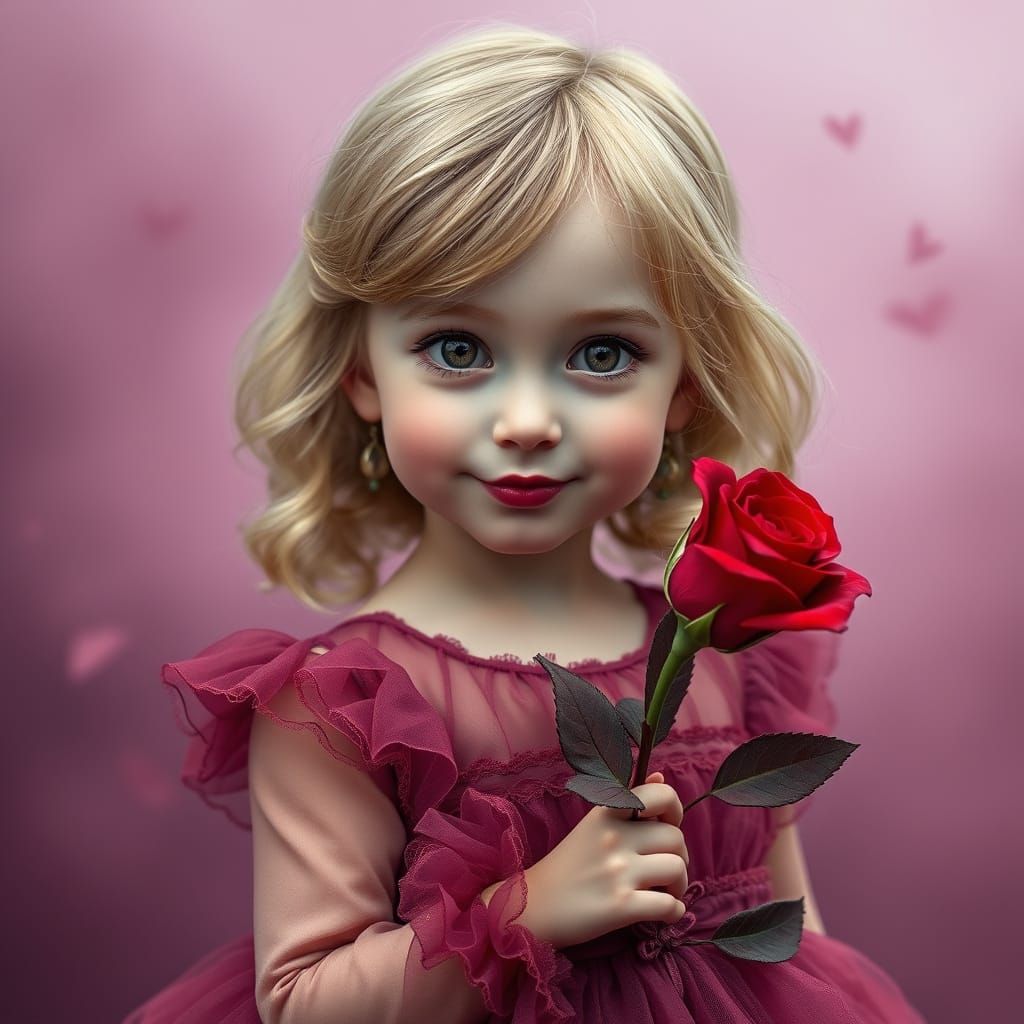 Dreamy Girl Blows Kiss in Purple Hues