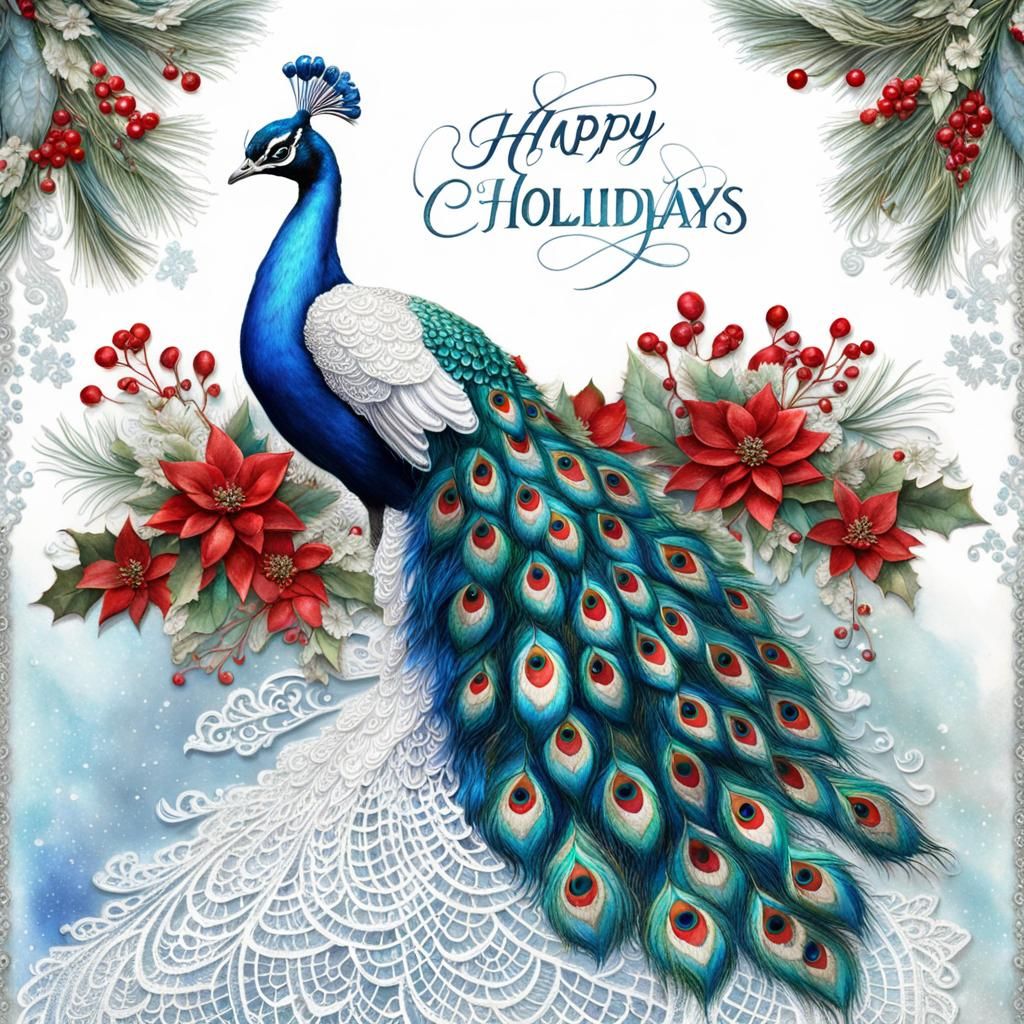 Peacock in Christmas Gown: 3D Digital Art