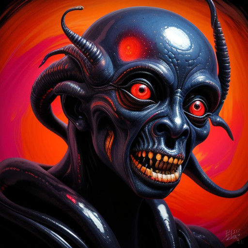 Surrealist Alien in Close-Up, Glowing with Otherworldly Ligh...