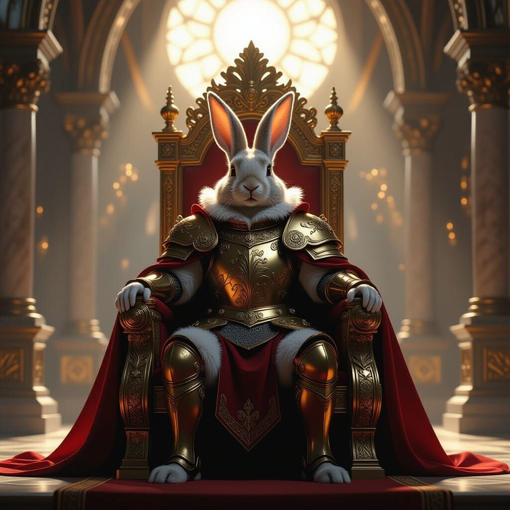 Regal Rabbit King on Crystal Throne in Celestial Hall