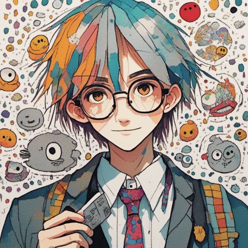 Anime Style Portrait of a Man with Heterochromatic Eyes