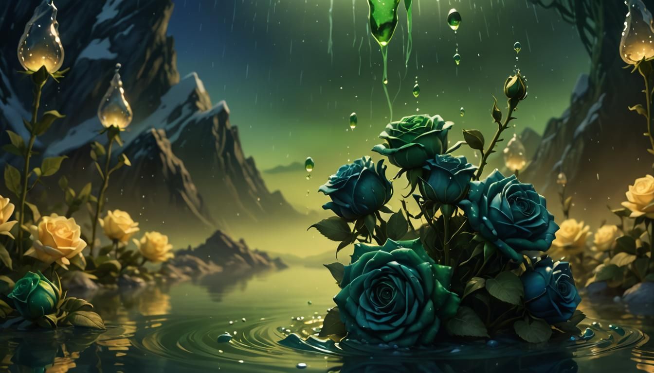 Gelatinous Liquid Pouring into Lake: Digital Art