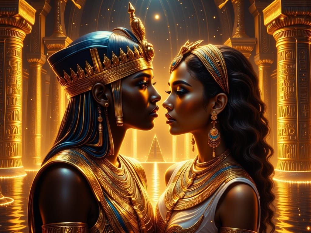 King Tut and Queen in Elaborate Egyptian Tomb