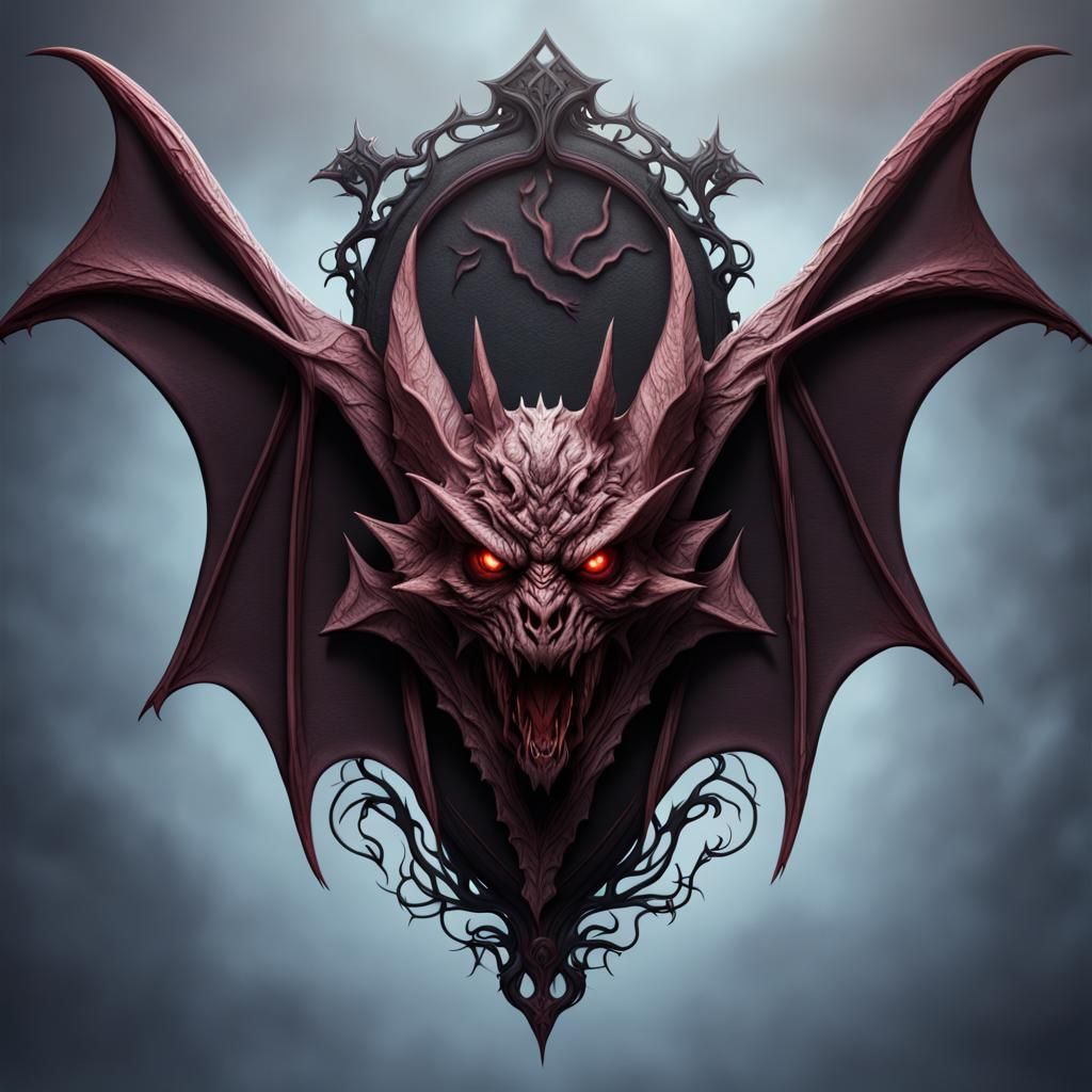 Detailed Bat Demon Sigil in Matte Painting Style