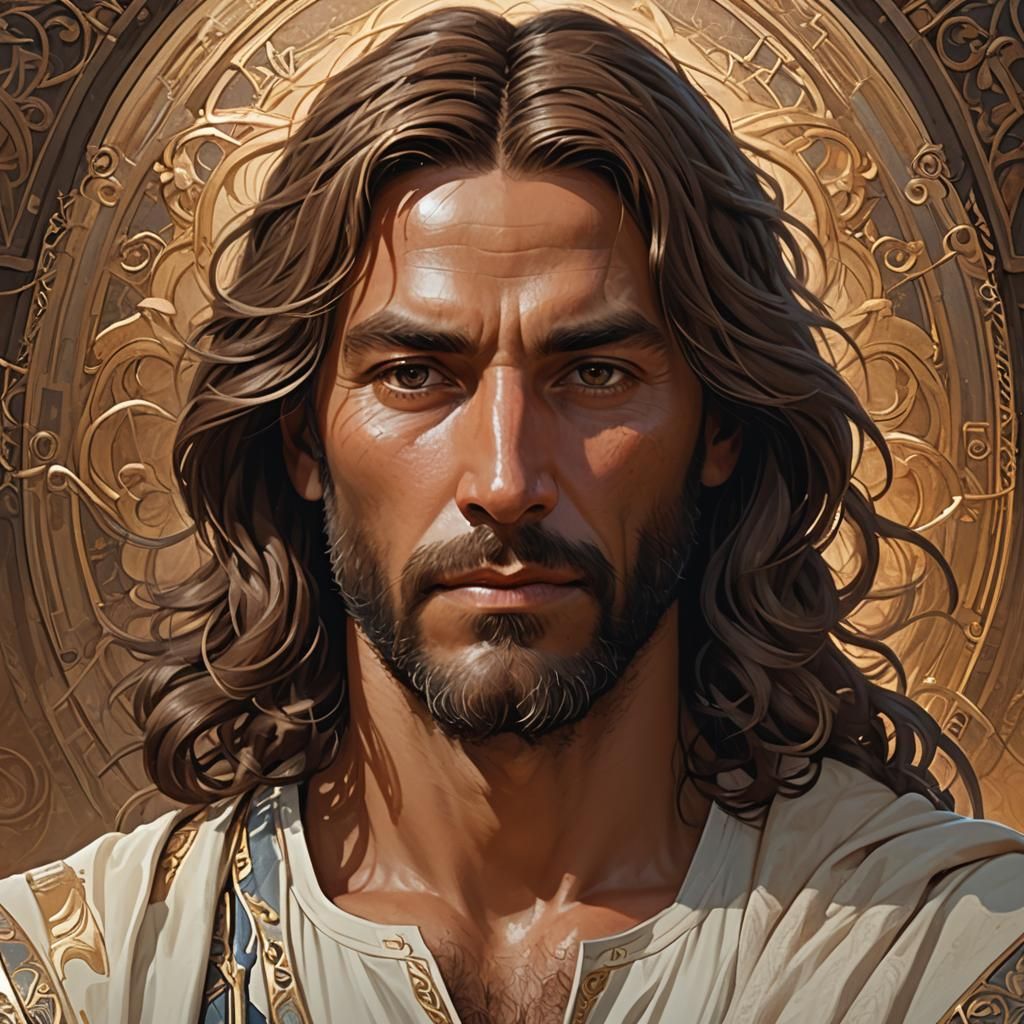 Intense Seer Portrait in Art Nouveau Style