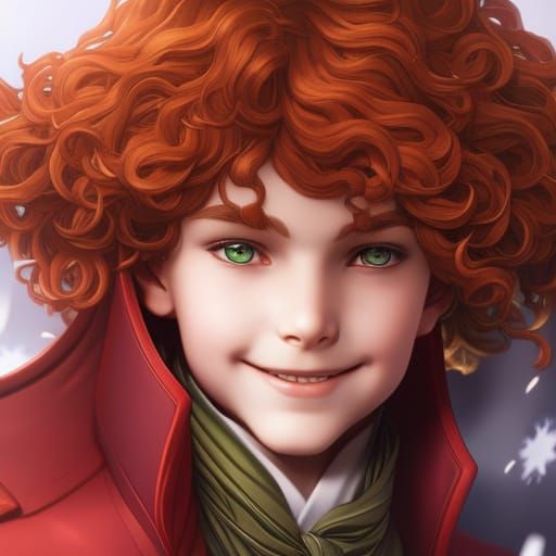 Smiling Boy in Snow, Hyperdetailed Portrait