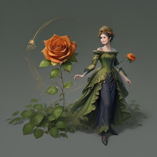 Woman with Ring Beside Orange Rose