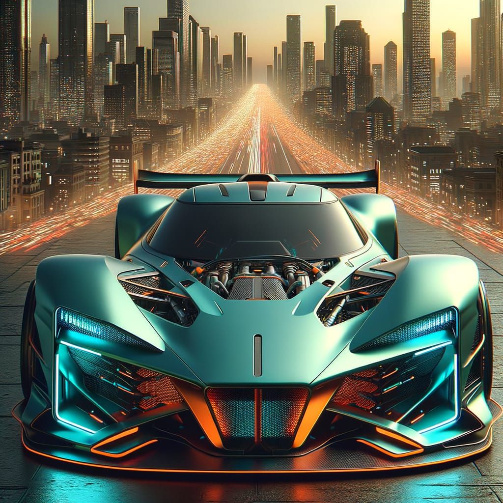 Futuristic Racing Car in Hyperrealistic Digital Art