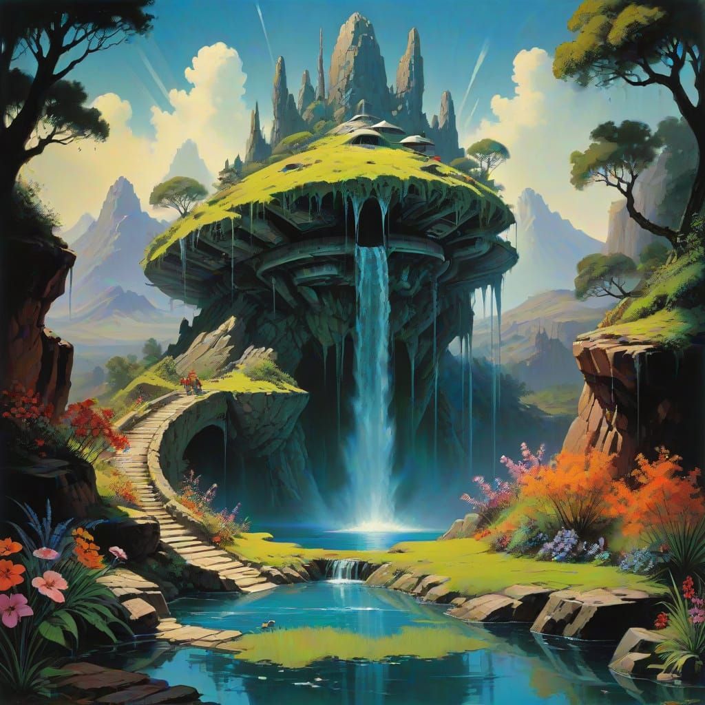 Crashed Spaceship Blends into Nature as Alcohol Ink Art