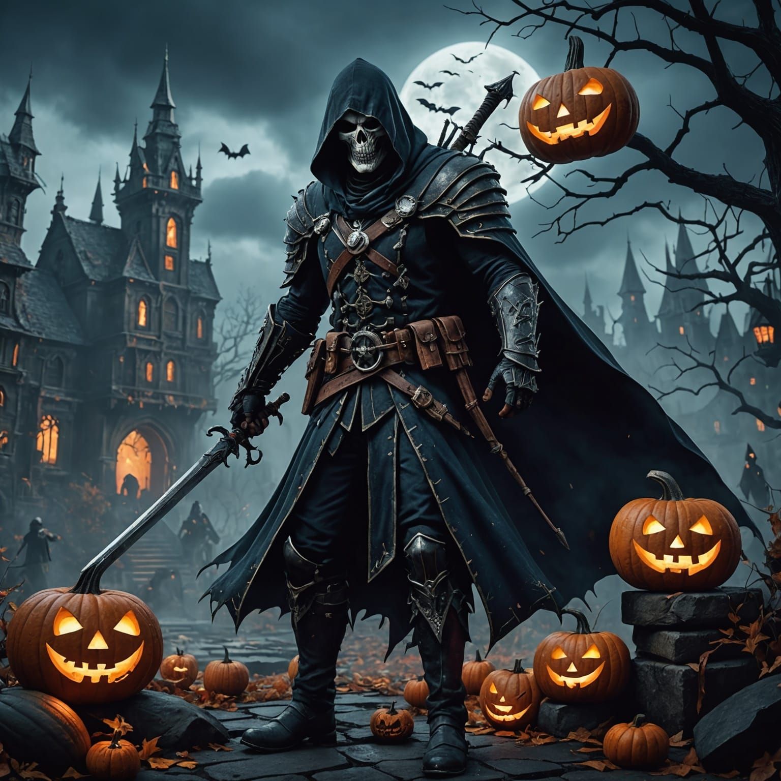 Detailed Halloween Assassin Concept Art
