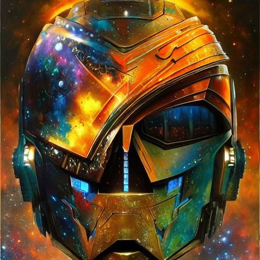 Futuristic Translucent Android Helmet in Pointillism Style