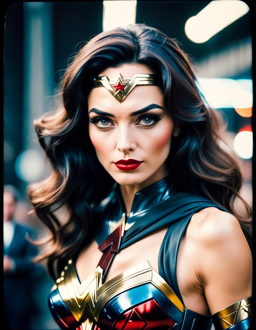 Wonder Woman: Polaroid Portrait in Analog Style