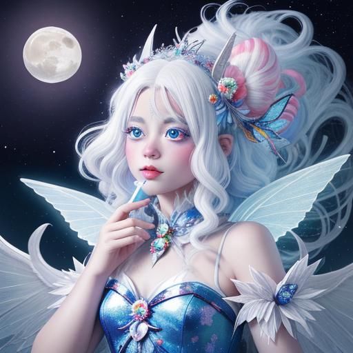 Moon Fairy with Star Crown in Candy Art Style