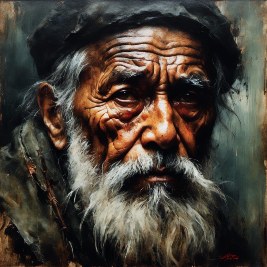 Gothic Fisherman Portrait in Oil Painting Style