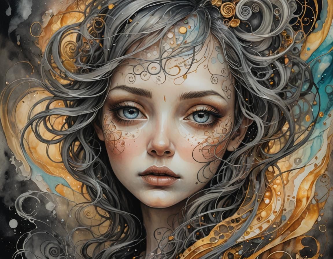 Dreamscape Portrait: Surrealism with Alcohol Ink and Charcoa...