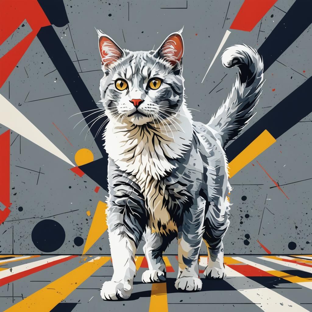 Proud Feline in Pop Art Style Screen Print