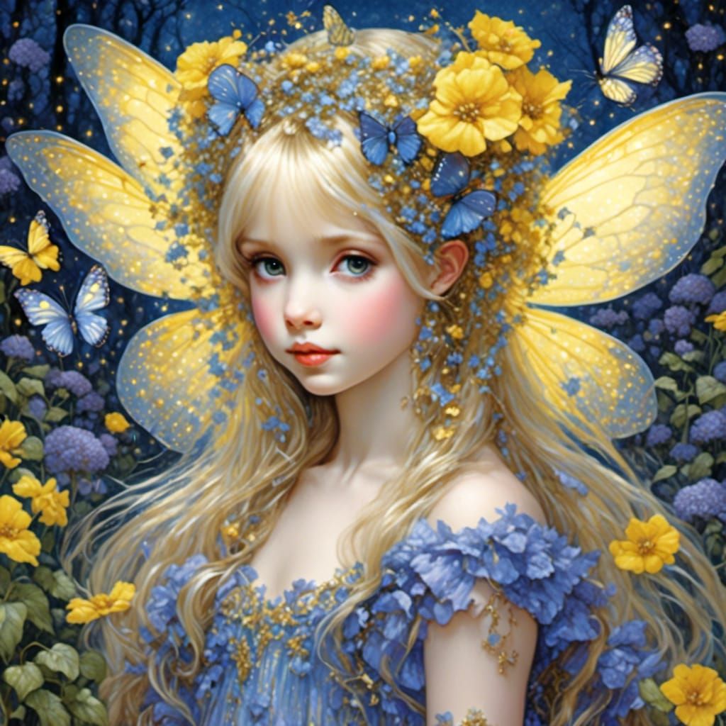 Fairy Rabbit with Butterfly Wings Watercolor