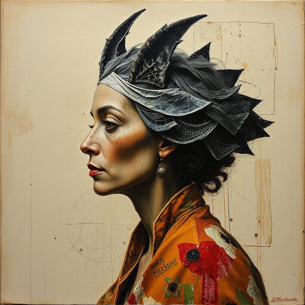 Surrealist Portrait in Mixed Media