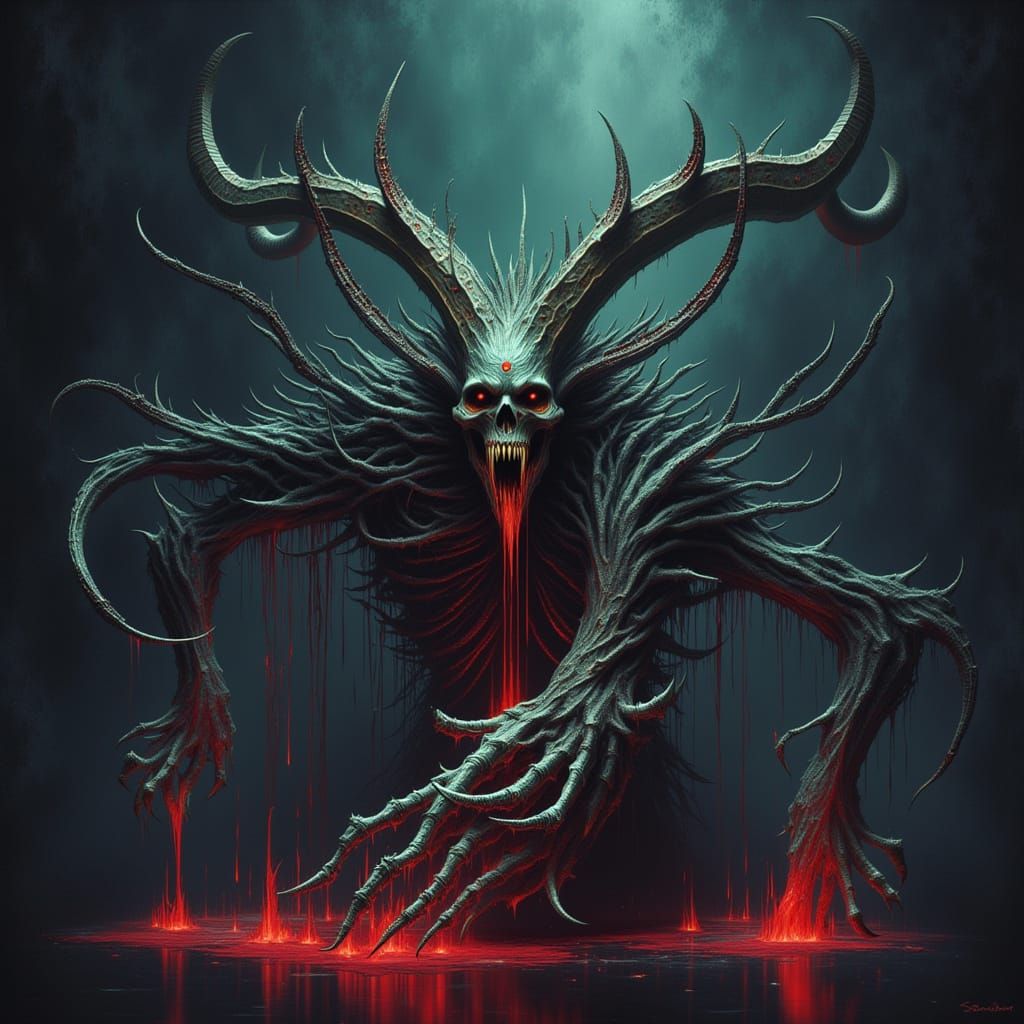 Cyberpunk Iridescent Reaper with Biomechanical Horror Elemen...