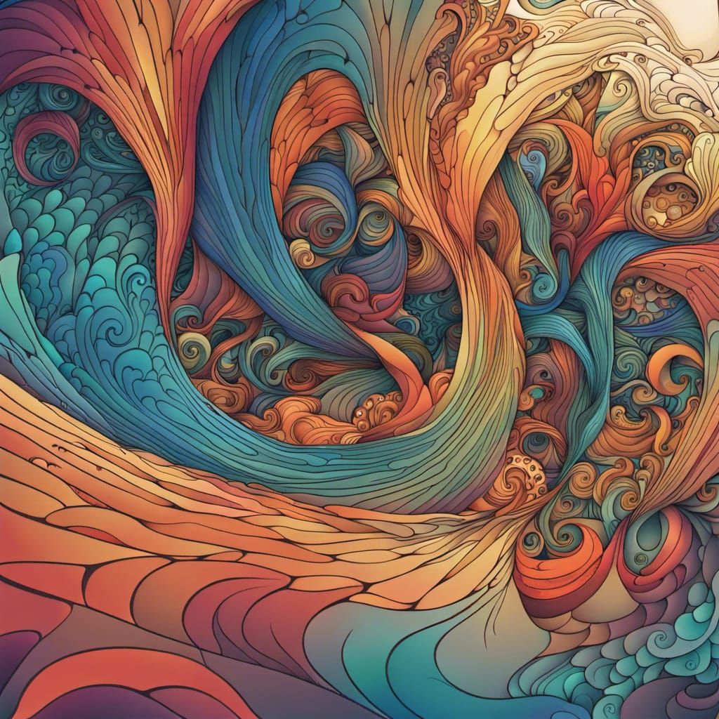 Mermaid Swimming with Fish: Abstract Vector Art