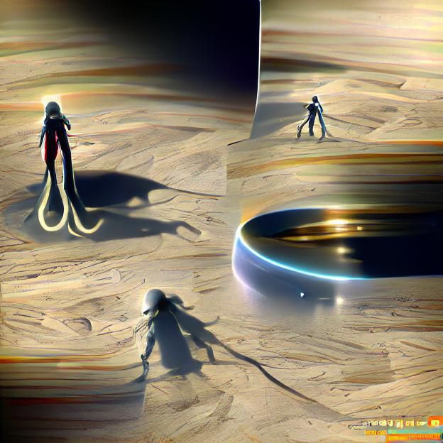 Humanoid Shadow on Saturn Ring: ArtStation Style