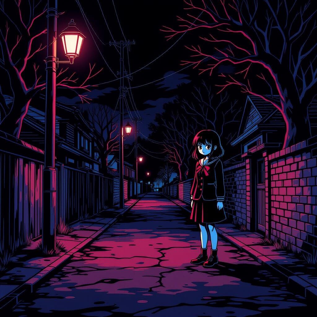 Creepy Retro Anime Comic Scene With Unsettling Designs