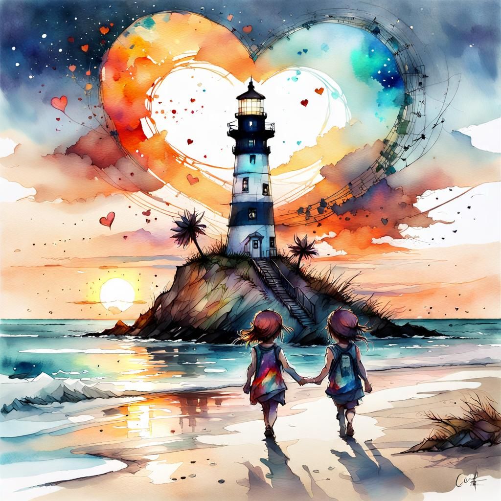 Chibi Babies on Galaxy Beach: Watercolor Summer