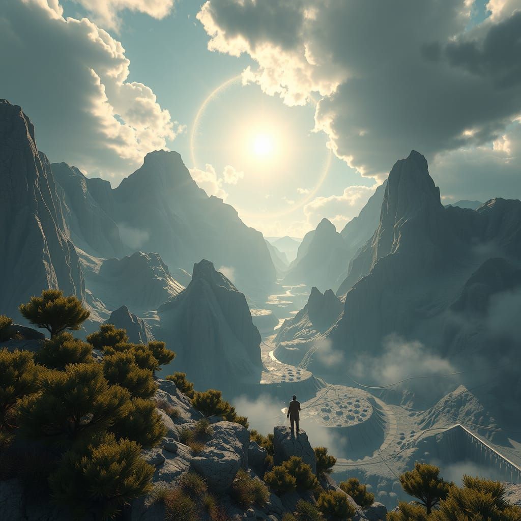 Cosmic Entity Planting Seed in Game Cinematic Style