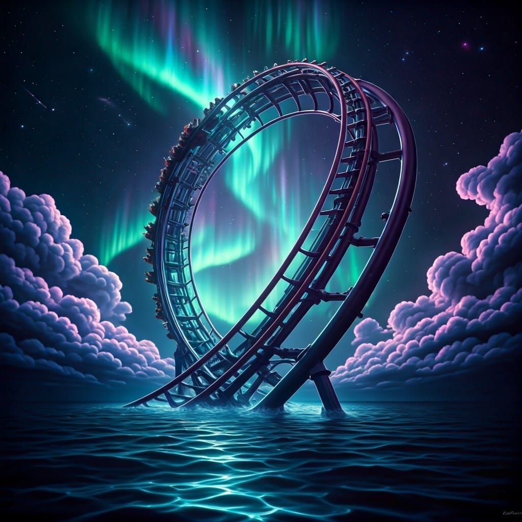 An incredible twisting roller coaster of a future theme park...