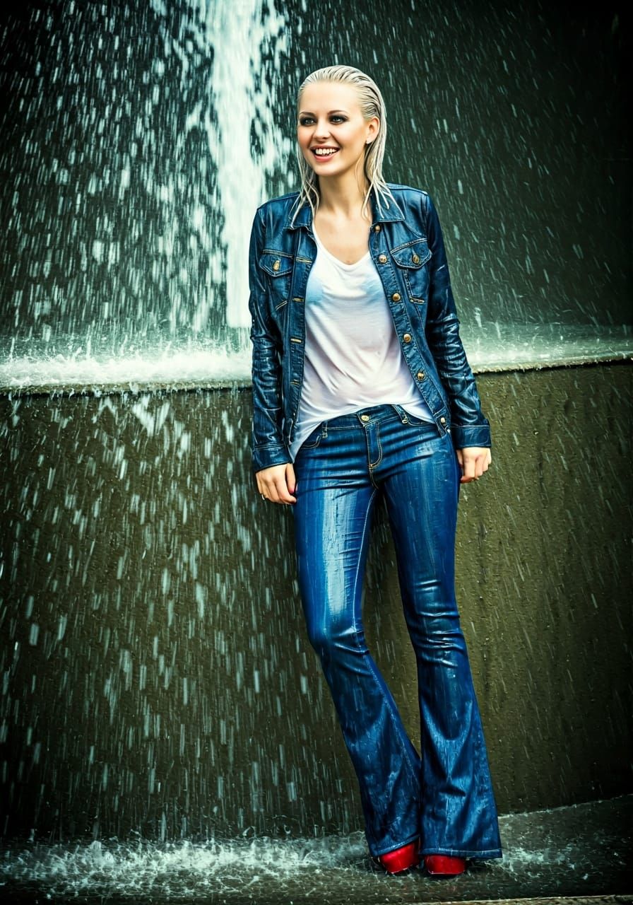 Woman Enjoys Spontaneous Shower in Summer Sun