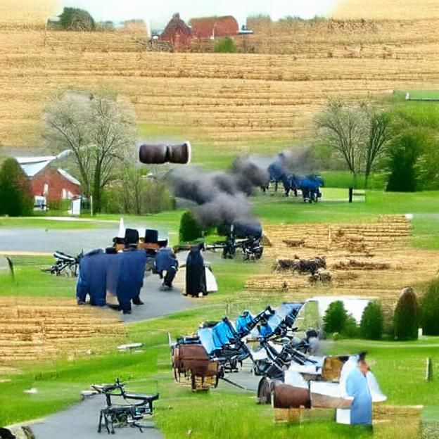 Amish Civil War with Cannons: AI Art