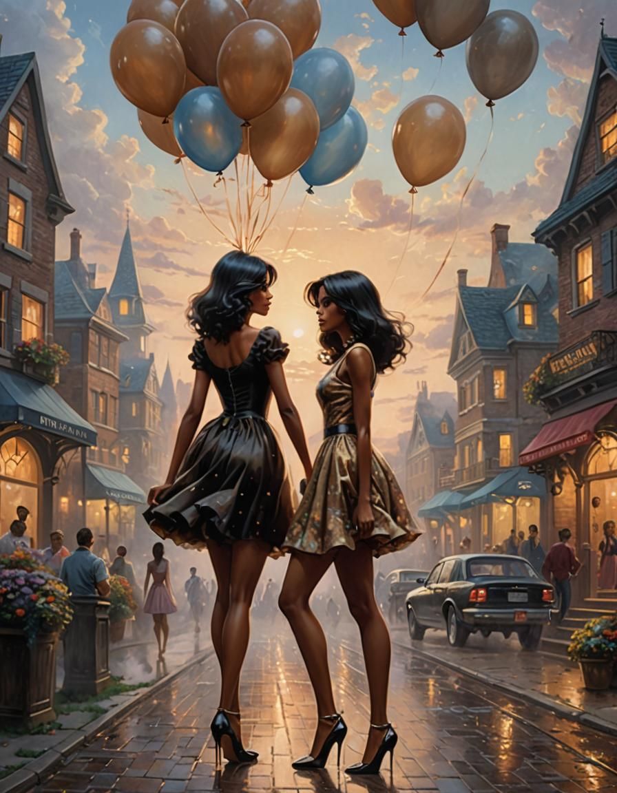 Girl with Balloons in Ethereal Fantasy Style