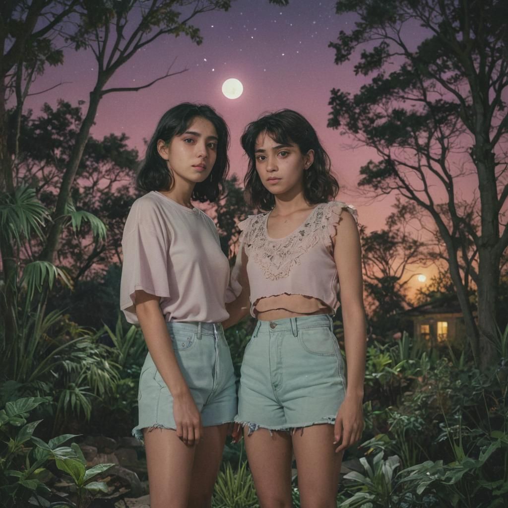 Imagine a 1980s anime style background with a pastel color s...