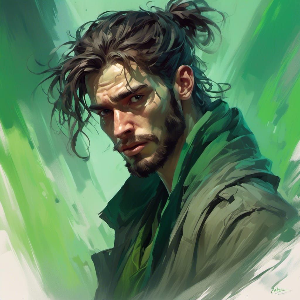 Pale Man in Green Fog: Artgerm Portrait