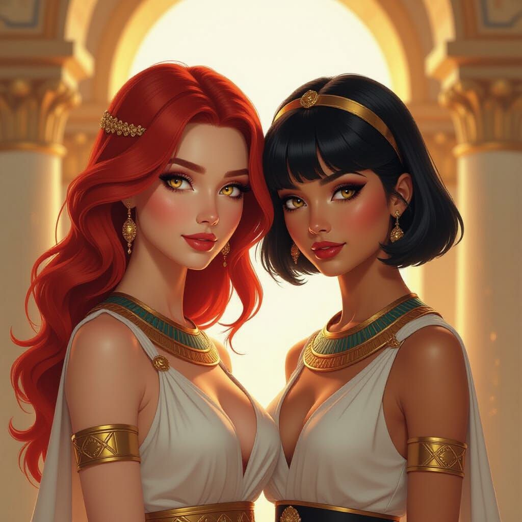 Olympian Goddess of Light and Egyptian Demigoddess Embrace
