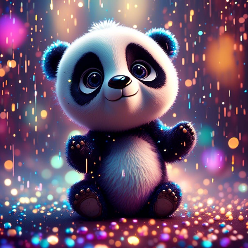 Holographic Pixar Panda Portrait in 3D Digital Art