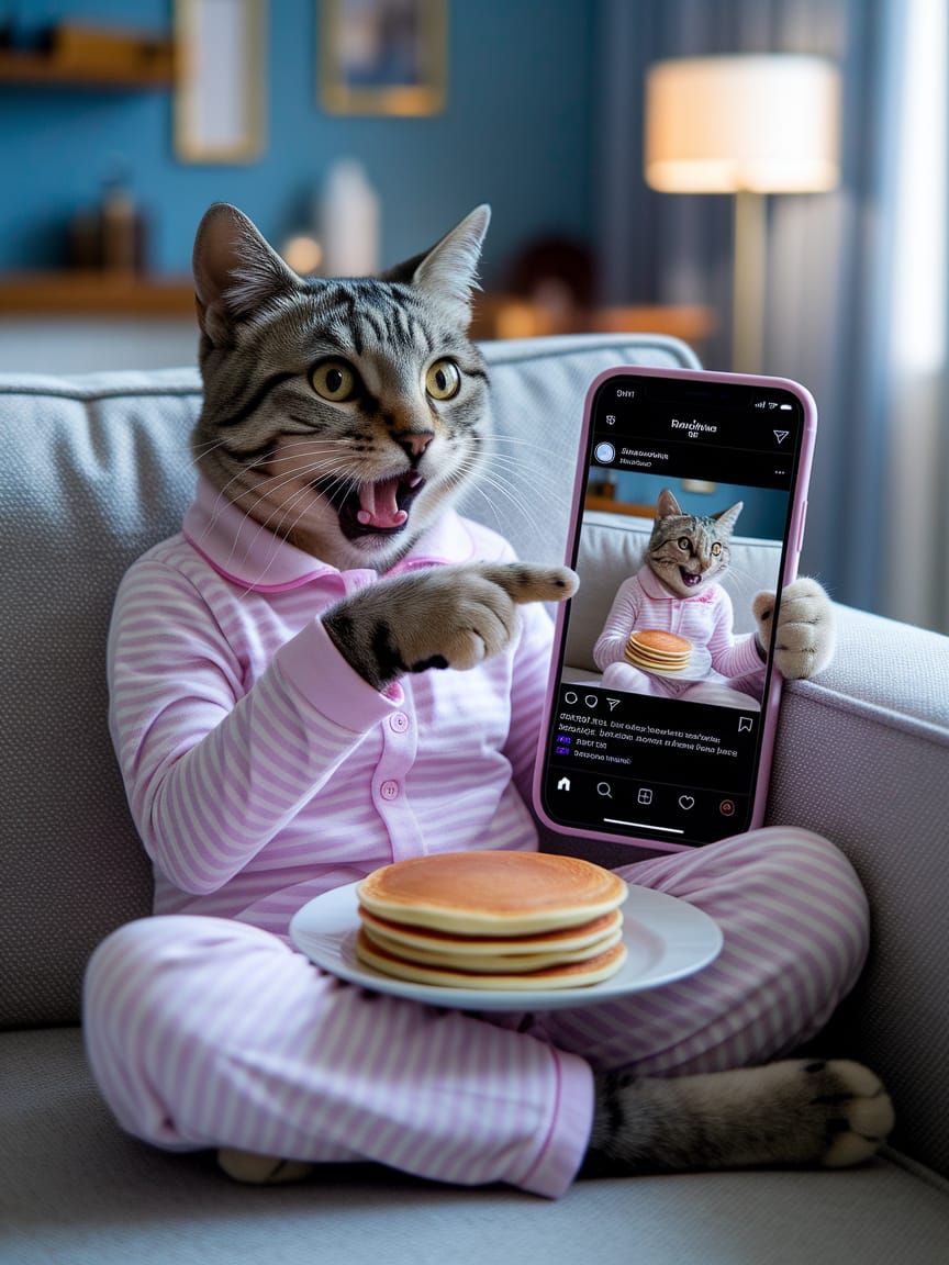 Surreal Feline Morning in Hyperrealistic Style