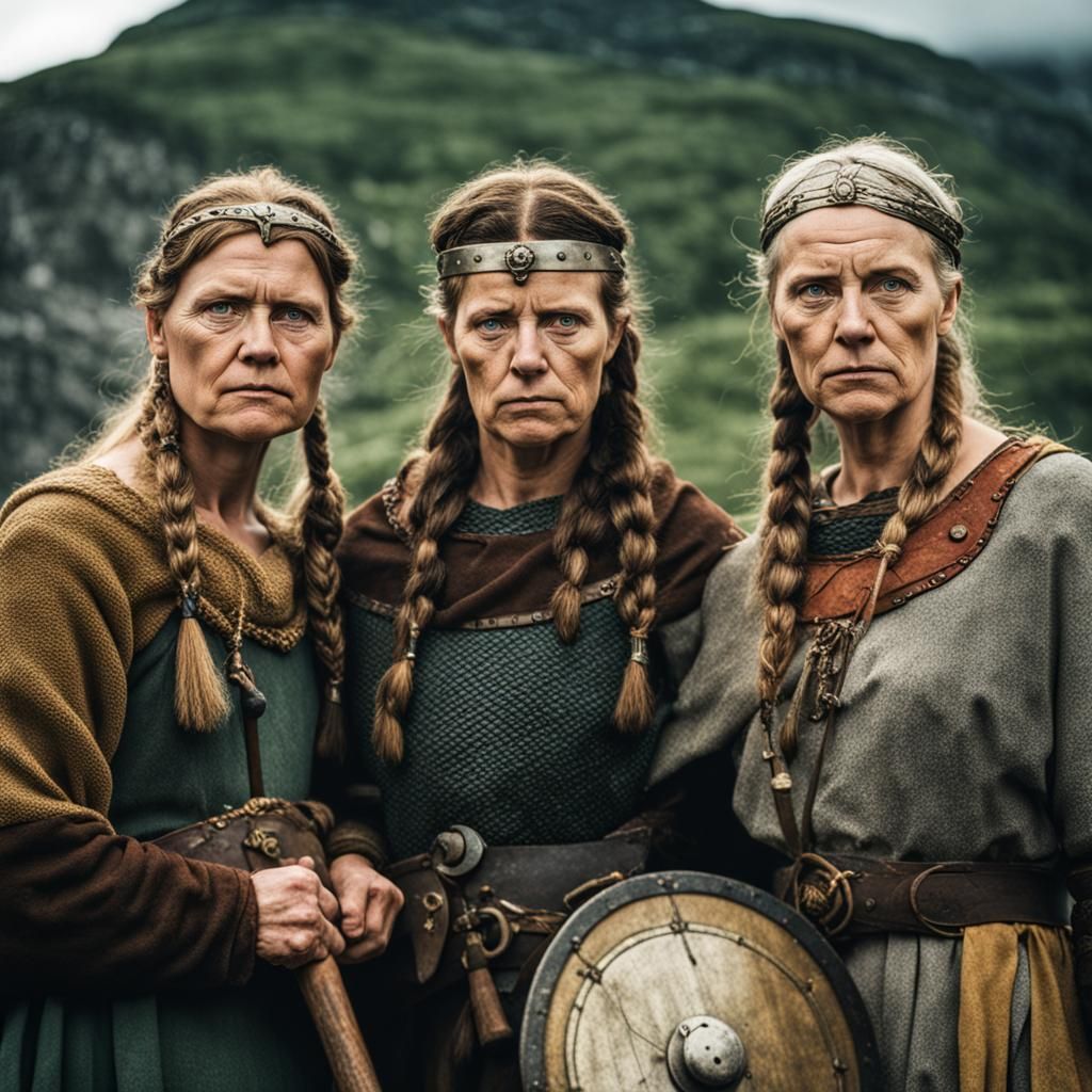 Viking Women Stare Intensely: Professional Color Photo