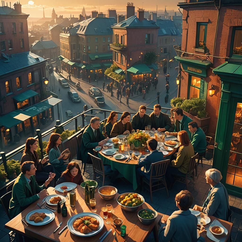 Dublin Rooftop Graduation in Fantasy Matte Painting