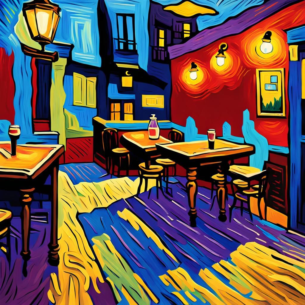 Eldritch Cafe in Post-Impressionist Style