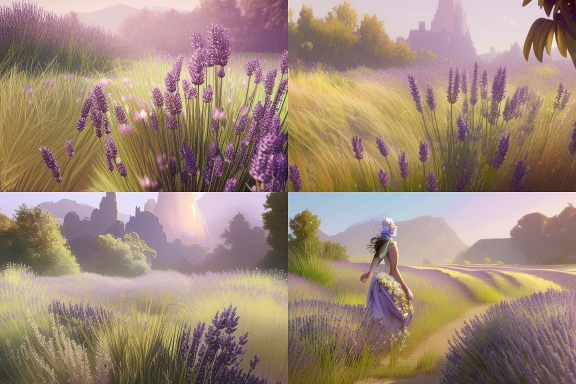 Sunlit Lavender Field: Hyperdetailed Concept Art