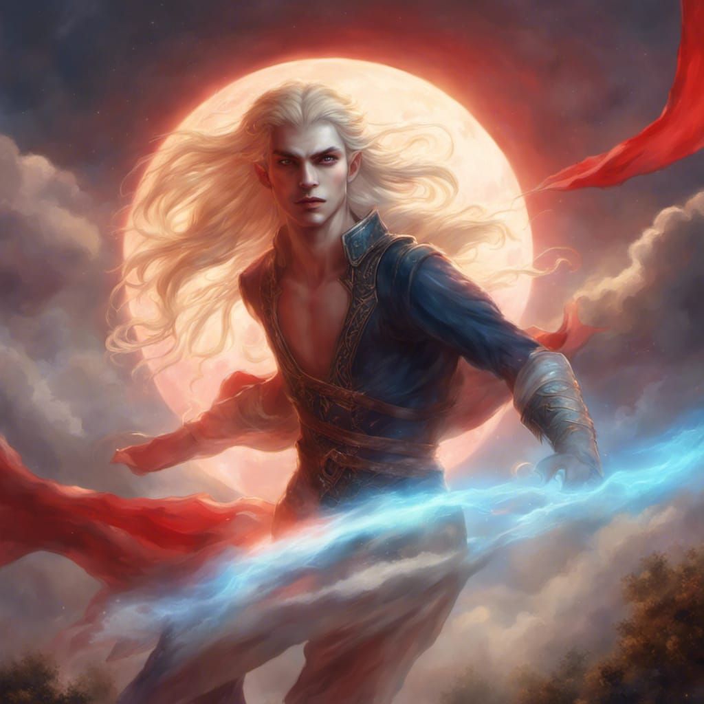 Vampire and Elf Under Celestial Light