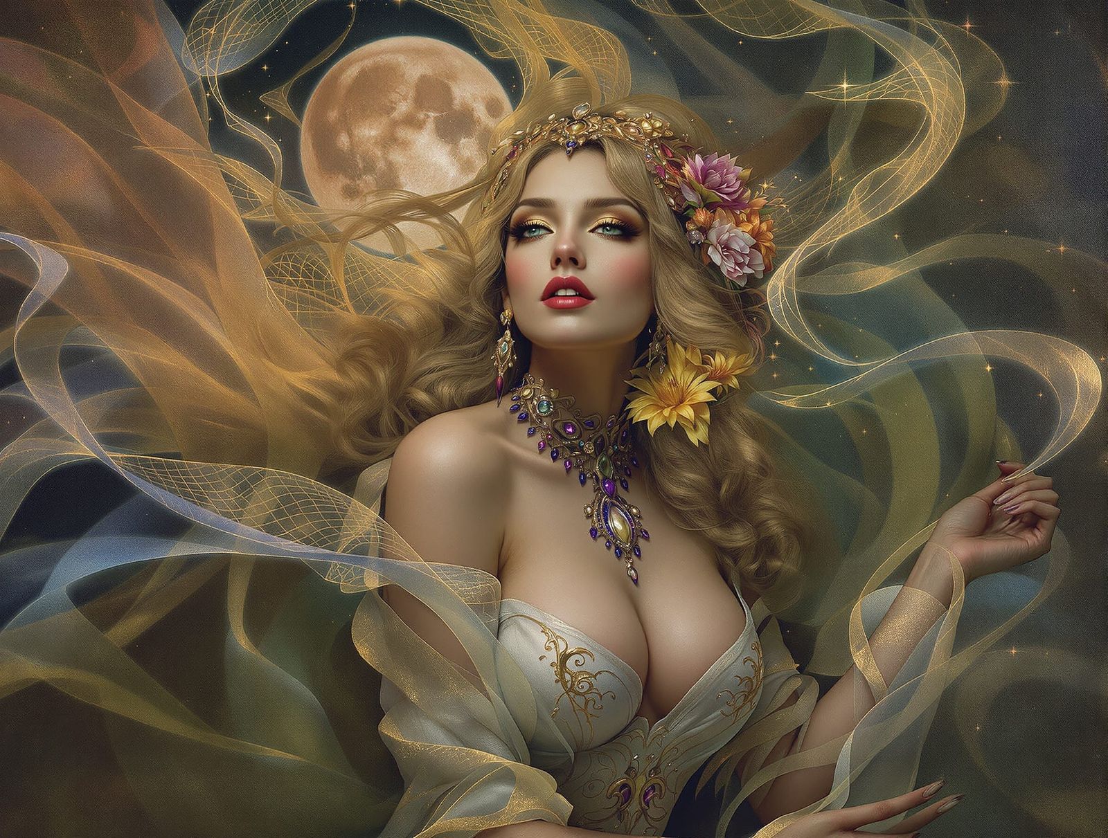 Enchantress in Ethereal Moonlight Glow