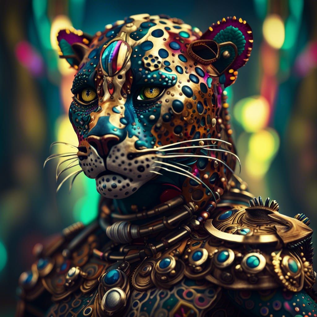 Steampunk Jaguar Warrior in Hyperrealistic Digital Art