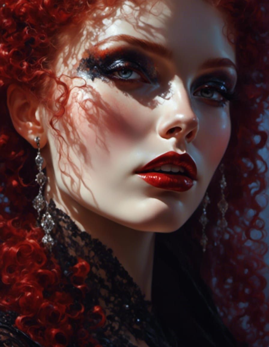 Vampiress in Black Science Fiction Gown