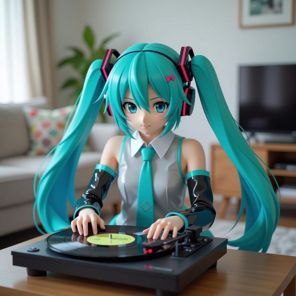 Hatsune Miku DJing in Living Room