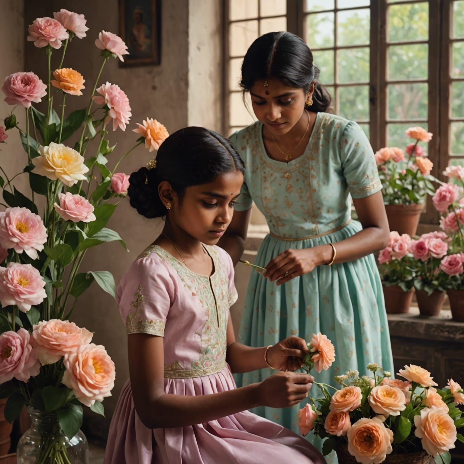 Hyperrealistic Floral Arrangement with Assistant in Fantasy ...