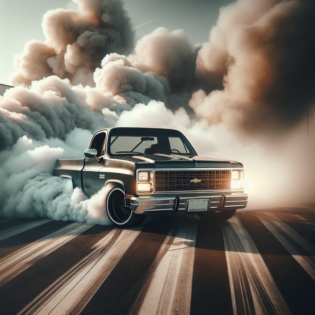 Epic Drift in Moody Light: 1986 Chevy Square Body Pickup