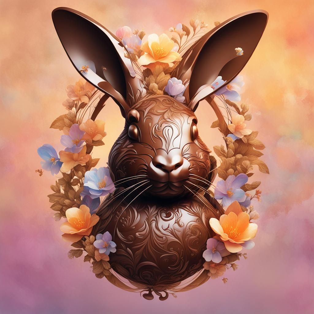 Foil Easter Egg with Rabbits in Double Exposure Art